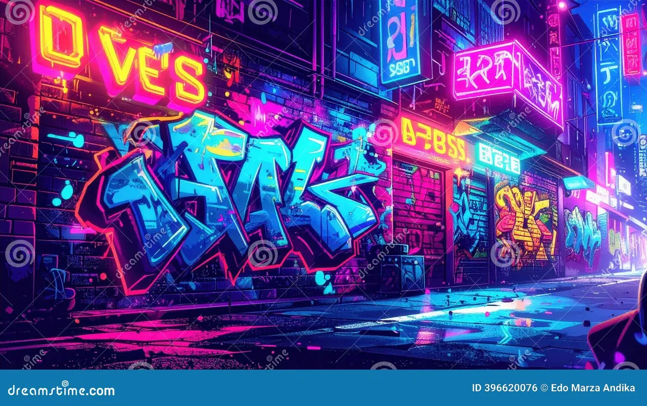 问鼎电竞 - 涂鸦街头赛博不夜城全景